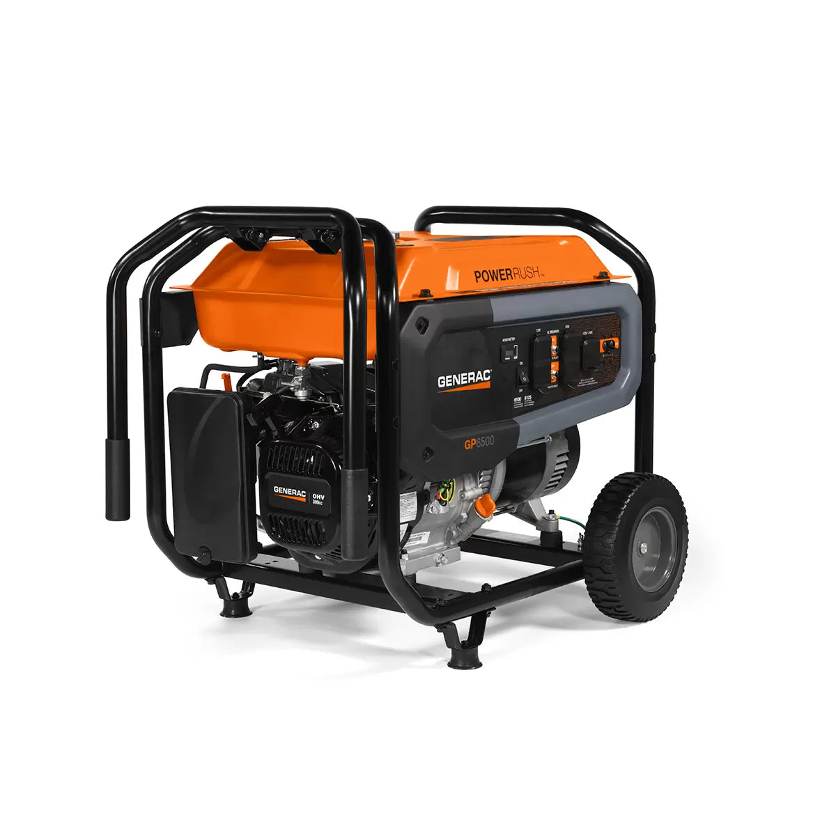 Generac Generador Inversor de Gasolina Portátil GP6500, 6500W, 240V, 25.74 Litros, Negro/Naranja